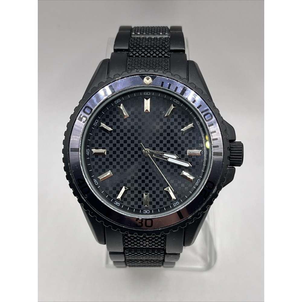 INC International Concepts Men's Quartz Watch Black 46mm Case- New Battery